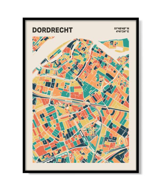 Plattegrond poster Licht Dordrecht mozaiek stl 01 mockup lijst 05 | Funky Fellow
