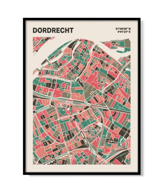 Plattegrond poster Licht Dordrecht mozaiek stl 02 mockup lijst 05 | Funky Fellow