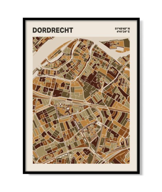 Plattegrond poster Licht Dordrecht mozaiek stl 03 mockup lijst 05 | Funky Fellow