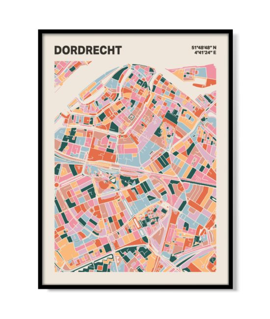 Plattegrond poster Licht Dordrecht mozaiek stl 04 mockup lijst 05 | Funky Fellow