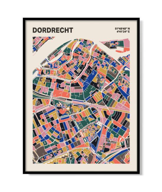Plattegrond poster Licht Dordrecht mozaiek stl 05 mockup lijst 05 | Funky Fellow