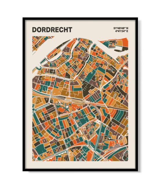 Plattegrond poster Licht Dordrecht mozaiek stl 06 mockup lijst 05 | Funky Fellow