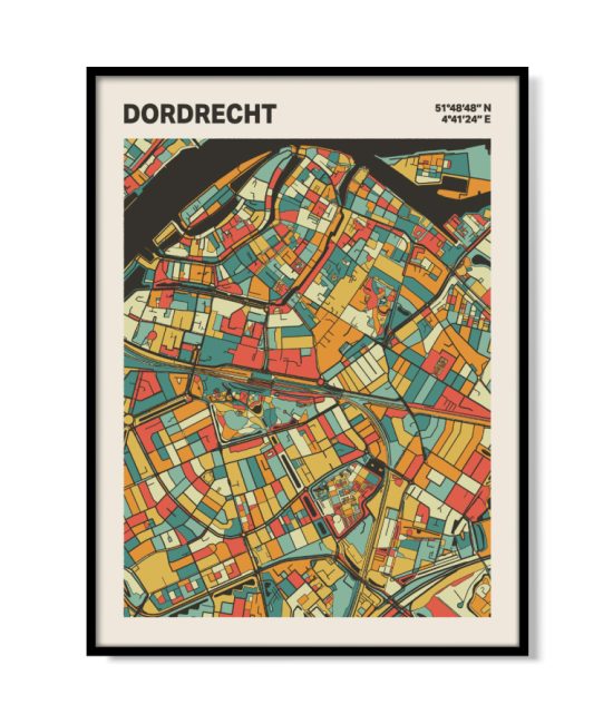 Plattegrond poster Licht Dordrecht mozaiek stl 08 mockup lijst 05 | Funky Fellow