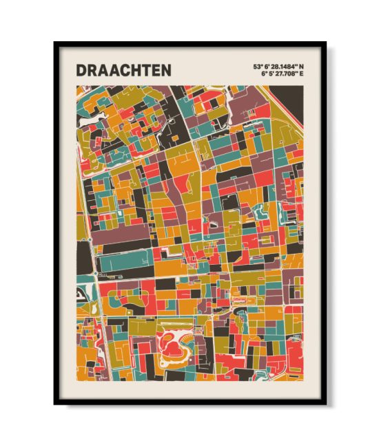 Plattegrond poster Licht Draachten mozaiek stl 07 | Funky Fellow