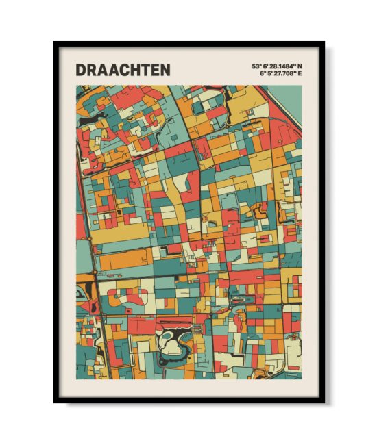 Plattegrond poster Licht Draachten mozaiek stl 08 | Funky Fellow