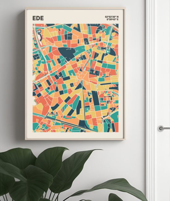 Plattegrond poster Licht Ede mozaiek stl 01 Mockup muur plant lijst 04 | Funky Fellow