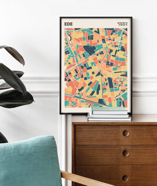 Plattegrond poster Licht Ede mozaiek stl 01 Mockup stoel kast lijst 03 | Funky Fellow