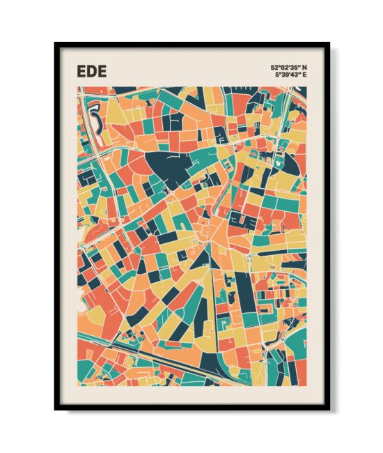 Plattegrond poster Licht Ede mozaiek stl 01 mockup lijst 05 | Funky Fellow