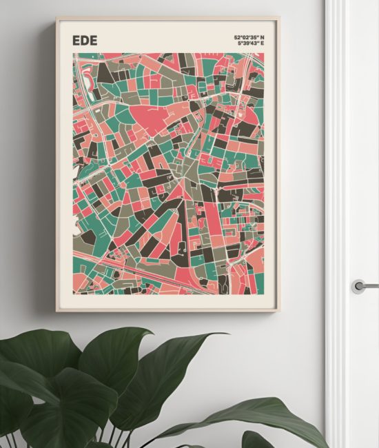 Plattegrond poster Licht Ede mozaiek stl 02 Mockup muur plant lijst 04 | Funky Fellow