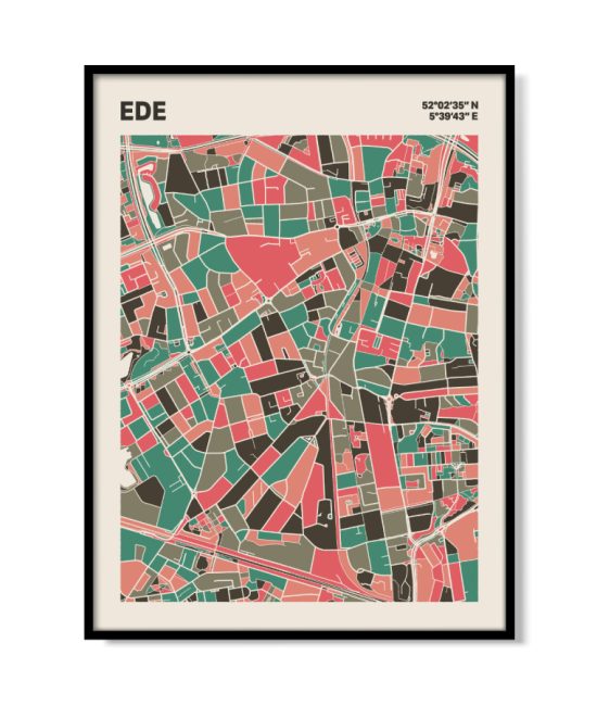 Plattegrond poster Licht Ede mozaiek stl 02 mockup lijst 05 | Funky Fellow