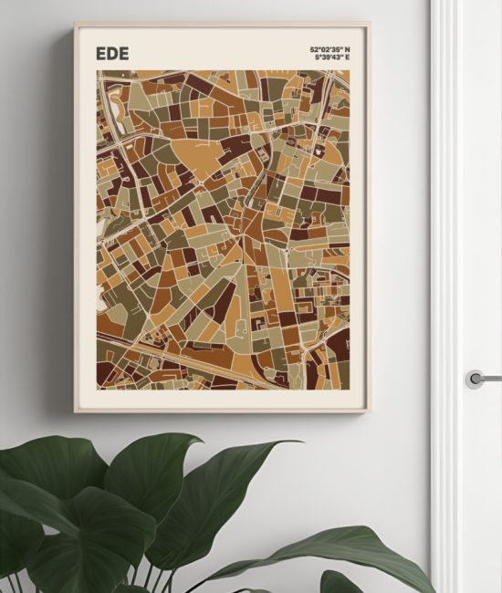 Plattegrond poster Licht Ede mozaiek stl 03 Mockup muur plant lijst 04 | Funky Fellow