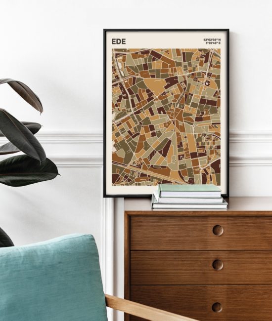 Plattegrond poster Licht Ede mozaiek stl 03 Mockup stoel kast lijst 03 | Funky Fellow