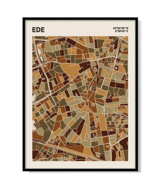 Plattegrond poster Licht Ede mozaiek stl 03 mockup lijst 05 | Funky Fellow