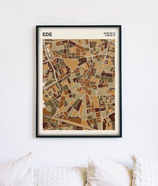 Plattegrond poster Licht Ede mozaiek stl 03 mockup lijst muur bank 02 | Funky Fellow