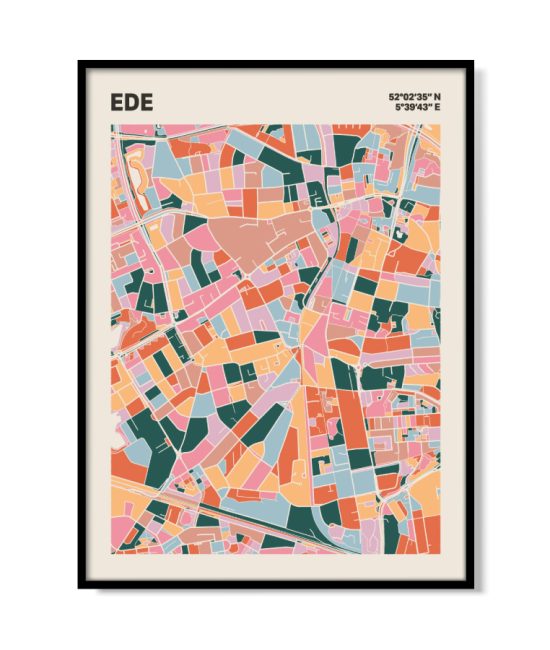 Plattegrond poster Licht Ede mozaiek stl 04 mockup lijst 05 | Funky Fellow