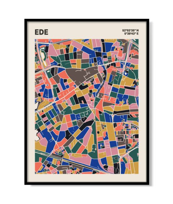 Plattegrond poster Licht Ede mozaiek stl 05 mockup lijst 05 | Funky Fellow