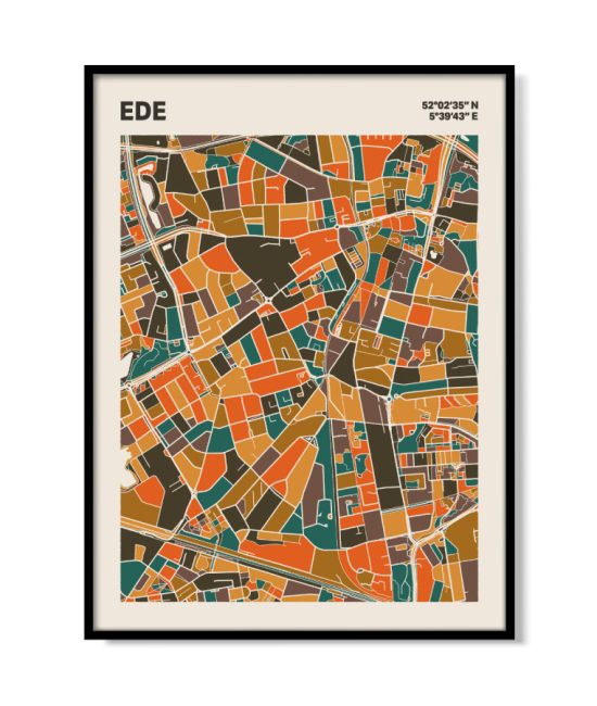 Plattegrond poster Licht Ede mozaiek stl 06 mockup lijst 05 | Funky Fellow