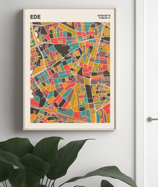Plattegrond poster Licht Ede mozaiek stl 07 Mockup muur plant lijst 04 | Funky Fellow