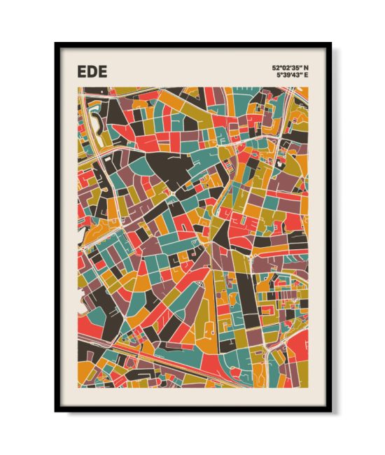 Plattegrond poster Licht Ede mozaiek stl 07 mockup lijst 05 | Funky Fellow
