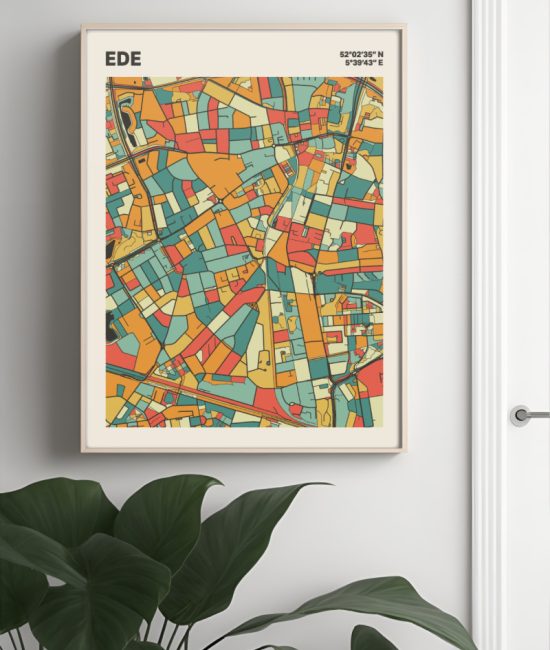 Plattegrond poster Licht Ede mozaiek stl 08 Mockup muur plant lijst 04 | Funky Fellow