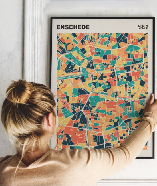 Plattegrond poster Licht Enschede mozaiek stl 01 | Funky Fellow