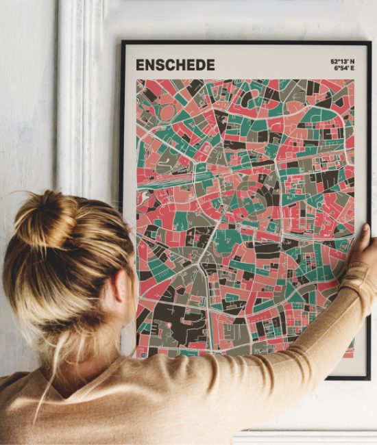 Plattegrond poster Licht Enschede mozaiek stl 02 1 | Funky Fellow
