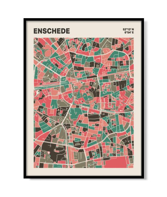 Plattegrond poster Licht Enschede mozaiek stl 02 | Funky Fellow