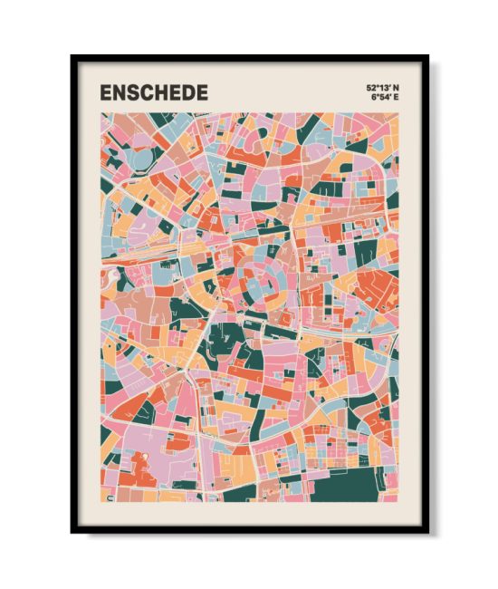 Plattegrond poster Licht Enschede mozaiek stl 04 | Funky Fellow