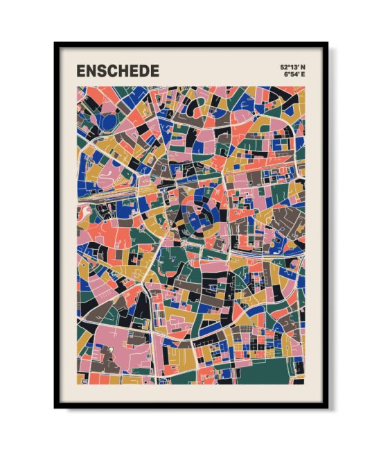 Plattegrond poster Licht Enschede mozaiek stl 05 | Funky Fellow