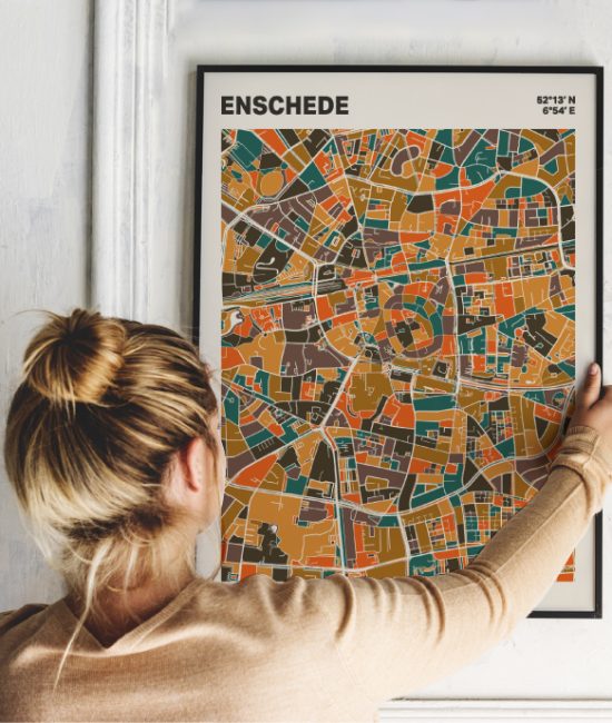 Plattegrond poster Licht Enschede mozaiek stl 06 | Funky Fellow