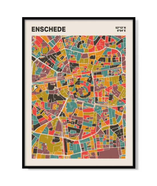 Plattegrond poster Licht Enschede mozaiek stl 07 | Funky Fellow