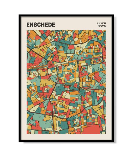 Plattegrond poster Licht Enschede mozaiek stl 08 | Funky Fellow
