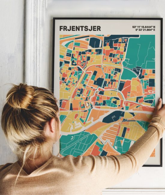 Plattegrond poster Licht Frjentsjer mozaiek stl 01 1 | Funky Fellow