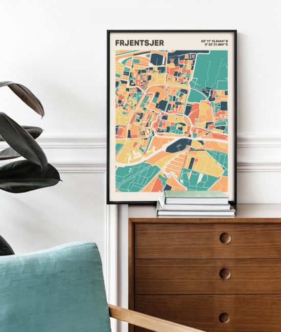 Plattegrond poster Licht Frjentsjer mozaiek stl 01 2 | Funky Fellow
