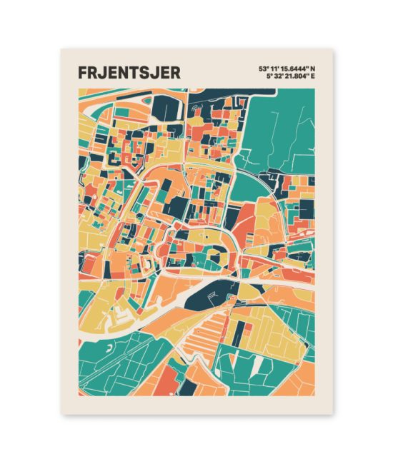 Plattegrond poster Licht Frjentsjer mozaiek stl 01 3 | Funky Fellow