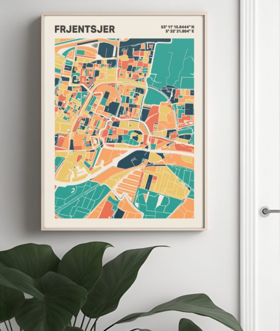 Plattegrond poster Licht Frjentsjer mozaiek stl 01 4 | Funky Fellow