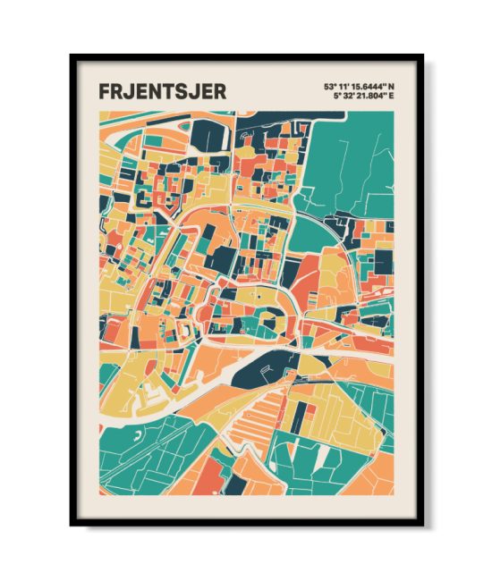 Plattegrond poster Licht Frjentsjer mozaiek stl 01 | Funky Fellow