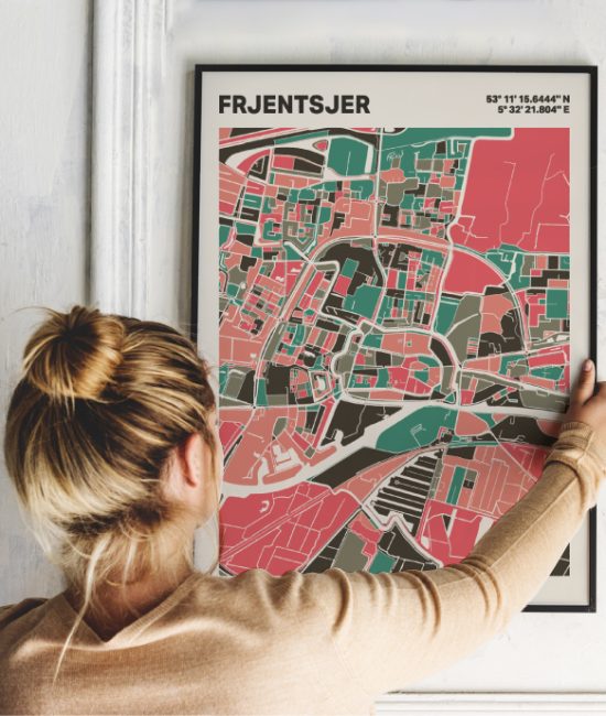Plattegrond poster Licht Frjentsjer mozaiek stl 02 1 | Funky Fellow