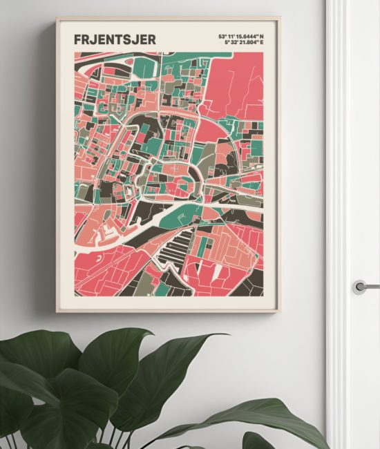 Plattegrond poster Licht Frjentsjer mozaiek stl 02 4 | Funky Fellow
