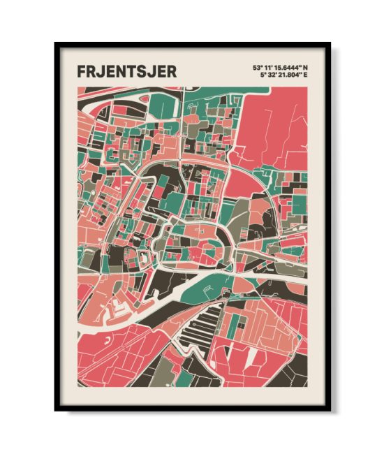 Plattegrond poster Licht Frjentsjer mozaiek stl 02 | Funky Fellow