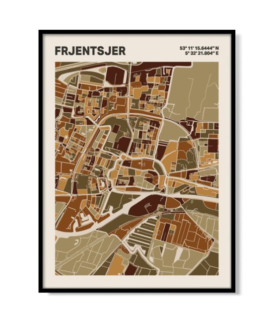 Plattegrond poster Licht Frjentsjer mozaiek stl 03 | Funky Fellow