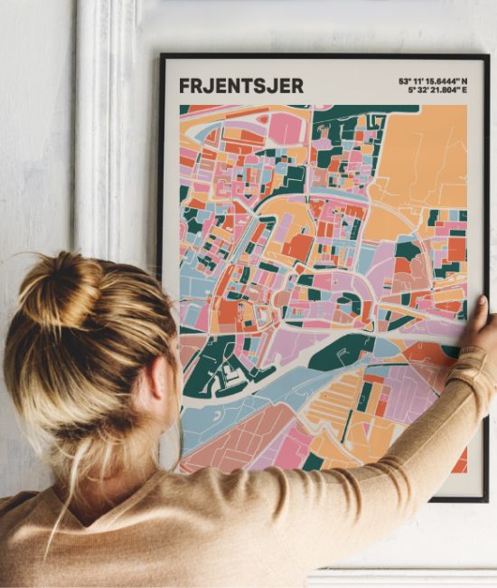 Plattegrond poster Licht Frjentsjer mozaiek stl 04 1 | Funky Fellow