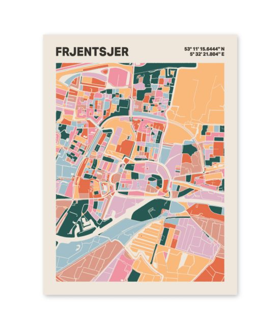 Plattegrond poster Licht Frjentsjer mozaiek stl 04 3 | Funky Fellow