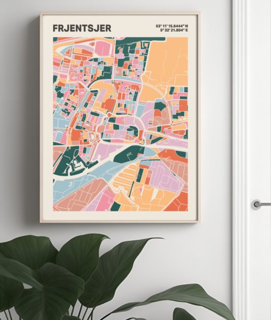 Plattegrond poster Licht Frjentsjer mozaiek stl 04 4 | Funky Fellow