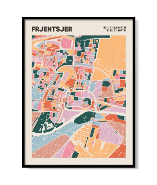 Plattegrond poster Licht Frjentsjer mozaiek stl 04 | Funky Fellow