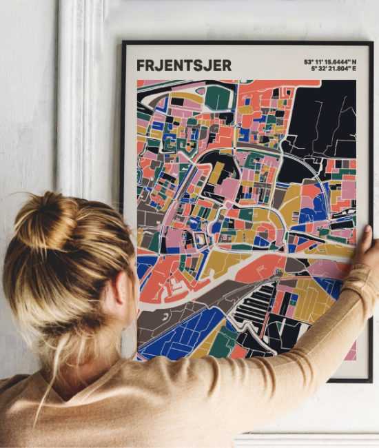 Plattegrond poster Licht Frjentsjer mozaiek stl 05 1 | Funky Fellow