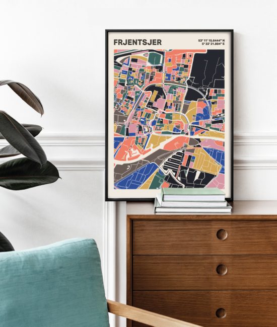 Plattegrond poster Licht Frjentsjer mozaiek stl 05 2 | Funky Fellow