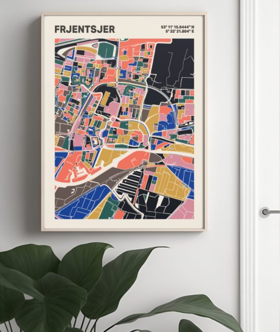 Plattegrond poster Licht Frjentsjer mozaiek stl 05 4 | Funky Fellow