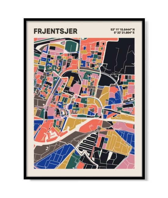 Plattegrond poster Licht Frjentsjer mozaiek stl 05 | Funky Fellow