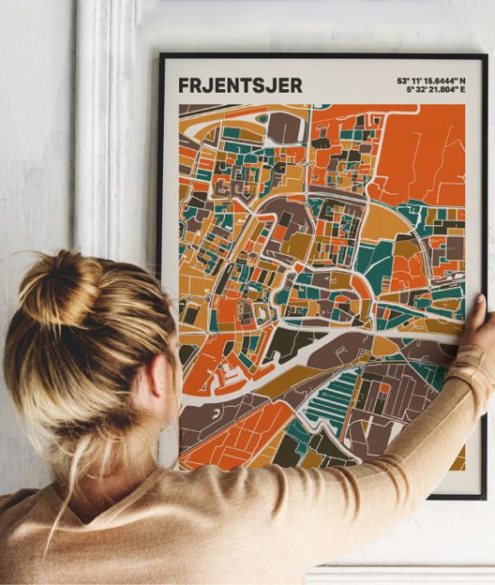 Plattegrond poster Licht Frjentsjer mozaiek stl 06 1 | Funky Fellow